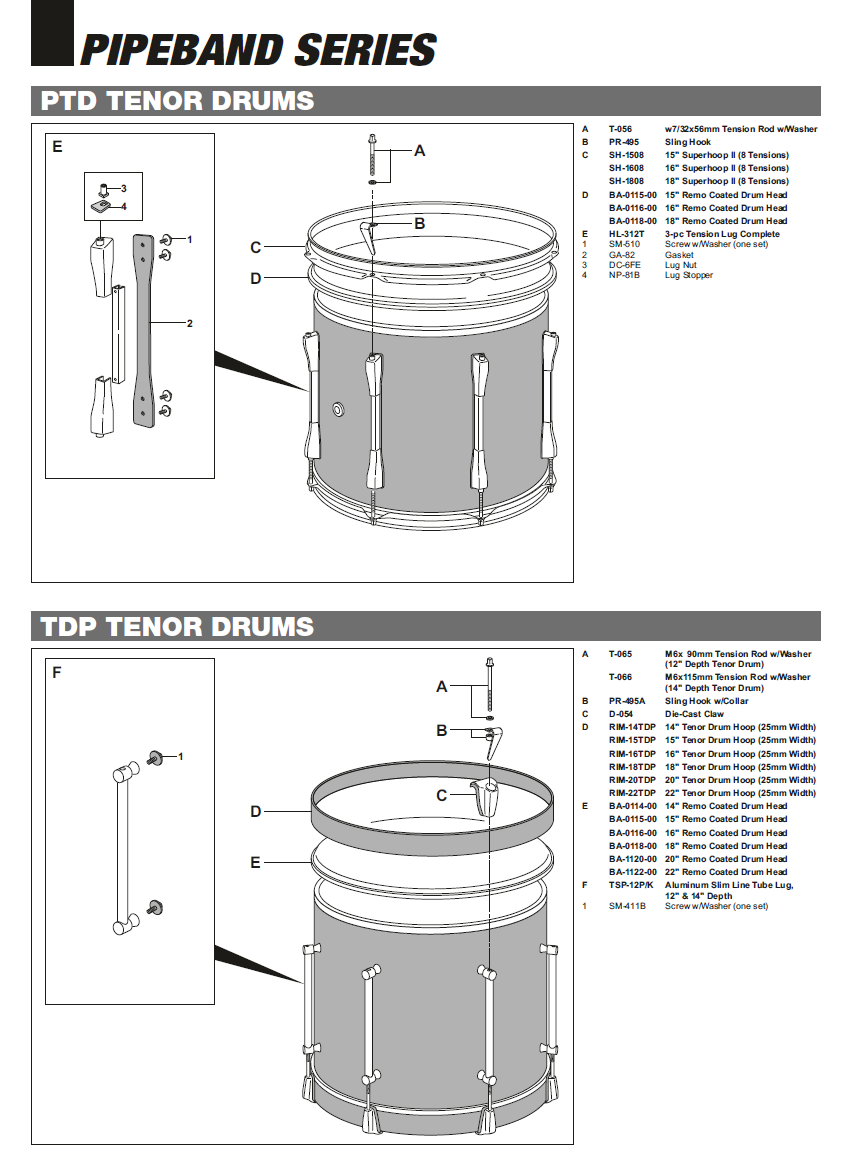 Pearl Pipe Band Tenor Drum Components Jim Kilpatrick Percussion